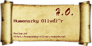 Humenszky Olivér névjegykártya
